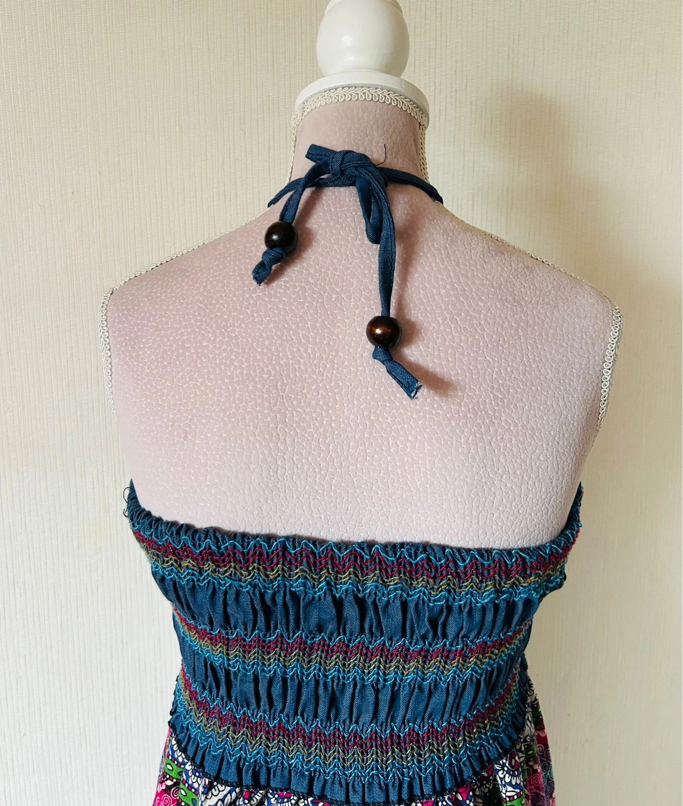 🩵🌿Jupe robe 2-in-1 Boheemse Ambachtelijke Vintage Folk Handgemaakte Etnische Hippy Rok Jurk 36/38🌿💜 – photo 12